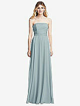 Front View Thumbnail - Morning Sky Shirred Bodice Strapless Chiffon Maxi Dress with Optional Straps