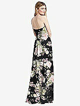 Rear View Thumbnail - Noir Garden Shirred Bodice Strapless Chiffon Maxi Dress with Optional Straps