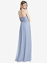 Rear View Thumbnail - Sky Blue Shirred Bodice Strapless Chiffon Maxi Dress with Optional Straps