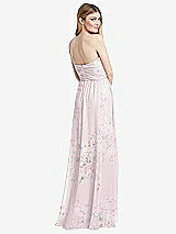 Rear View Thumbnail - Watercolor Print Shirred Bodice Strapless Chiffon Maxi Dress with Optional Straps