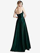 Rear View Thumbnail - Evergreen Strapless Bias Cuff Bodice Satin Gown with Pockets