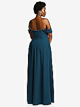 Alt View 4 Thumbnail - Atlantic Blue Off-the-Shoulder Pleated Cap Sleeve A-line Maxi Dress