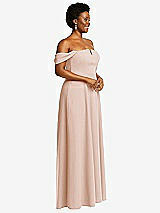 Alt View 3 Thumbnail - Cameo Off-the-Shoulder Pleated Cap Sleeve A-line Maxi Dress