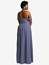 Alt View 4 Thumbnail - French Blue Off-the-Shoulder Pleated Cap Sleeve A-line Maxi Dress