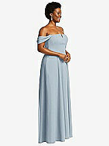 Alt View 3 Thumbnail - Mist Off-the-Shoulder Pleated Cap Sleeve A-line Maxi Dress