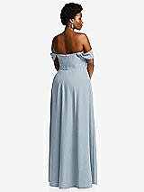 Alt View 4 Thumbnail - Mist Off-the-Shoulder Pleated Cap Sleeve A-line Maxi Dress