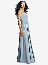 Side View Thumbnail - Mist Off-the-Shoulder Pleated Cap Sleeve A-line Maxi Dress