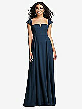 Alt View 1 Thumbnail - Sofia Blue Off-the-Shoulder Pleated Cap Sleeve A-line Maxi Dress