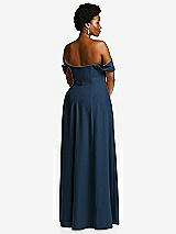 Alt View 4 Thumbnail - Sofia Blue Off-the-Shoulder Pleated Cap Sleeve A-line Maxi Dress