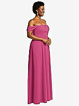 Alt View 3 Thumbnail - Tea Rose Off-the-Shoulder Pleated Cap Sleeve A-line Maxi Dress