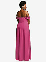Alt View 4 Thumbnail - Tea Rose Off-the-Shoulder Pleated Cap Sleeve A-line Maxi Dress