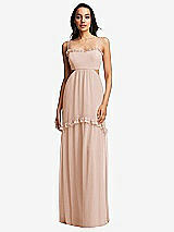 Front View Thumbnail - Cameo Ruffle-Trimmed Cutout Tie-Back Maxi Dress with Tiered Skirt