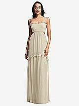 Front View Thumbnail - Champagne Ruffle-Trimmed Cutout Tie-Back Maxi Dress with Tiered Skirt