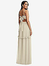 Rear View Thumbnail - Champagne Ruffle-Trimmed Cutout Tie-Back Maxi Dress with Tiered Skirt