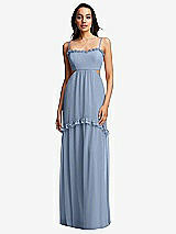 Front View Thumbnail - Cloudy Ruffle-Trimmed Cutout Tie-Back Maxi Dress with Tiered Skirt