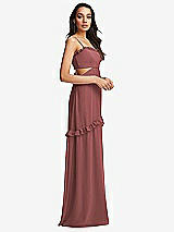 Side View Thumbnail - English Rose Ruffle-Trimmed Cutout Tie-Back Maxi Dress with Tiered Skirt