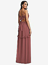 Rear View Thumbnail - English Rose Ruffle-Trimmed Cutout Tie-Back Maxi Dress with Tiered Skirt