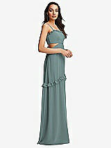 Side View Thumbnail - Icelandic Ruffle-Trimmed Cutout Tie-Back Maxi Dress with Tiered Skirt