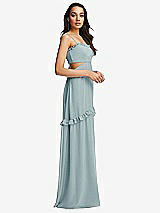 Side View Thumbnail - Morning Sky Ruffle-Trimmed Cutout Tie-Back Maxi Dress with Tiered Skirt