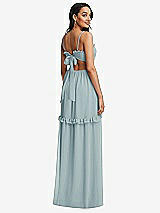 Rear View Thumbnail - Morning Sky Ruffle-Trimmed Cutout Tie-Back Maxi Dress with Tiered Skirt