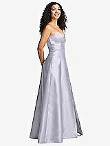 Side View Thumbnail - Silver Dove Strapless Bustier A-Line Satin Gown with Front Slit
