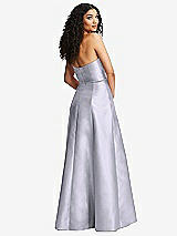 Rear View Thumbnail - Silver Dove Strapless Bustier A-Line Satin Gown with Front Slit