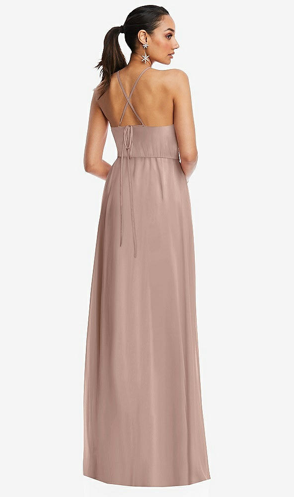 Back View - Bliss Plunging V-Neck Criss Cross Strap Back Maxi Dress