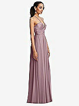 Side View Thumbnail - Dusty Rose Plunging V-Neck Criss Cross Strap Back Maxi Dress