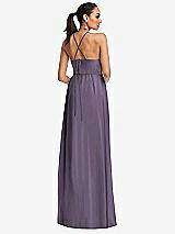 Rear View Thumbnail - Lavender Plunging V-Neck Criss Cross Strap Back Maxi Dress
