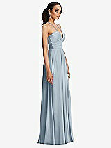 Side View Thumbnail - Mist Plunging V-Neck Criss Cross Strap Back Maxi Dress