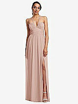Front View Thumbnail - Toasted Sugar Plunging V-Neck Criss Cross Strap Back Maxi Dress
