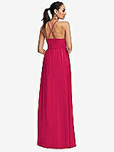 Rear View Thumbnail - Vivid Pink Plunging V-Neck Criss Cross Strap Back Maxi Dress