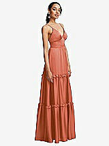 Side View Thumbnail - Terracotta Copper Low-Back Triangle Maxi Dress with Ruffle-Trimmed Tiered Skirt
