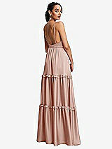 Rear View Thumbnail - Toasted Sugar Low-Back Triangle Maxi Dress with Ruffle-Trimmed Tiered Skirt