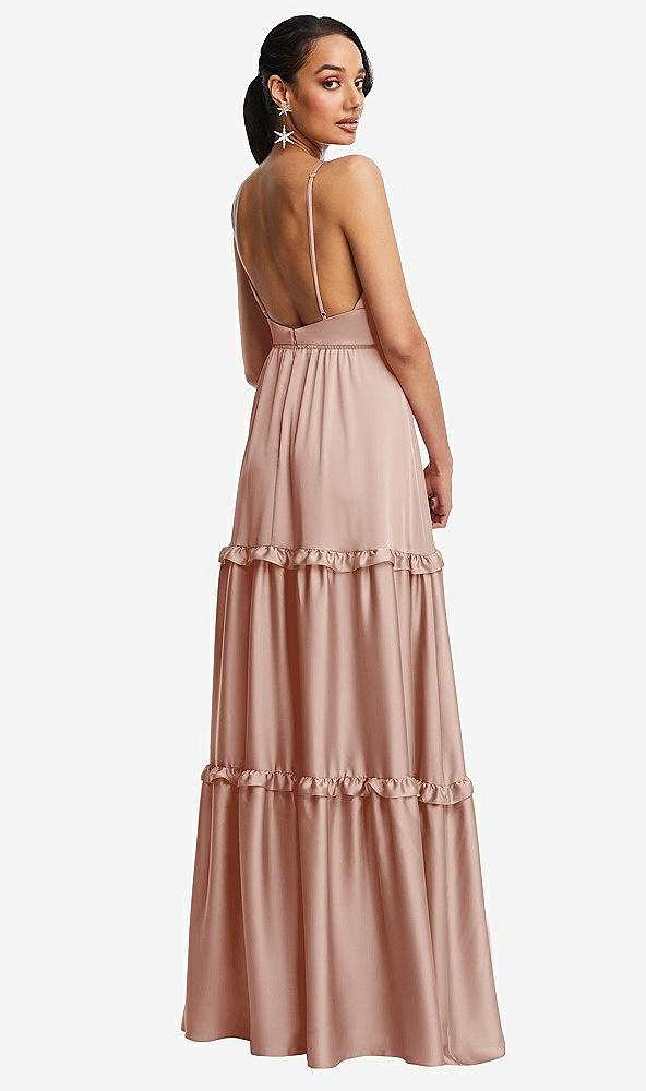 Back View - Toasted Sugar Low-Back Triangle Maxi Dress with Ruffle-Trimmed Tiered Skirt