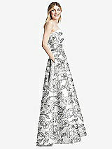 Side View Thumbnail - Botanica Strapless Bias Cuff Bodice Floral Satin Gown with Pockets