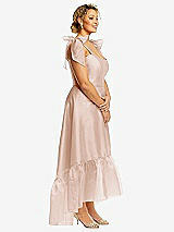 Alt View 2 Thumbnail - Cameo Convertible Deep Ruffle Hem High Low Organdy Dress with Scarf-Tie Straps
