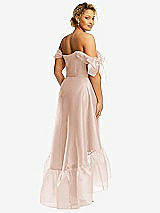 Rear View Thumbnail - Cameo Convertible Deep Ruffle Hem High Low Organdy Dress with Scarf-Tie Straps
