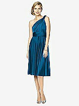 Front View Thumbnail - Ocean Blue Twist Wrap Convertible Cocktail Dress