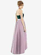Alt View 2 Thumbnail - Suede Rose & Evergreen Strapless Satin High Low Dress with Pockets