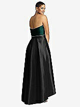 Rear View Thumbnail - Black & Evergreen Strapless Satin High Low Dress with Pockets