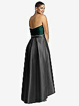 Rear View Thumbnail - Pewter & Evergreen Strapless Satin High Low Dress with Pockets