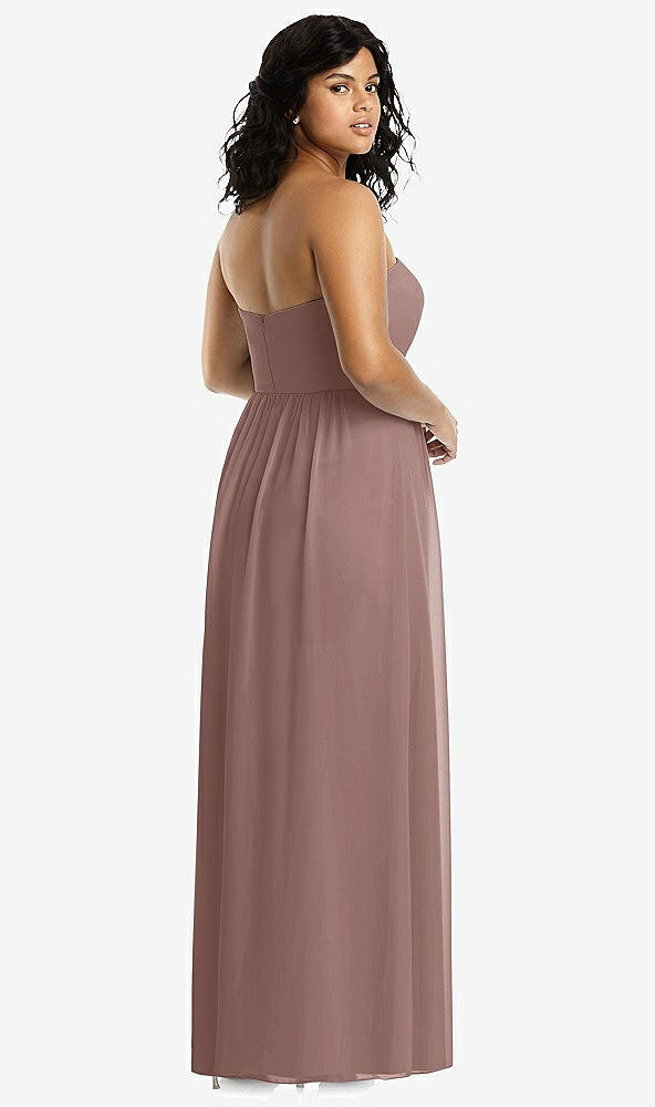 Back View - Sienna Strapless Draped Bodice Maxi Dress with Front Slits