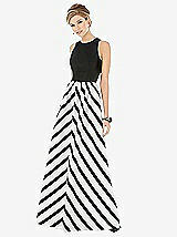 Front View Thumbnail - Stripe Sleeveless Striped Skirt Maxi Dress with Pockets