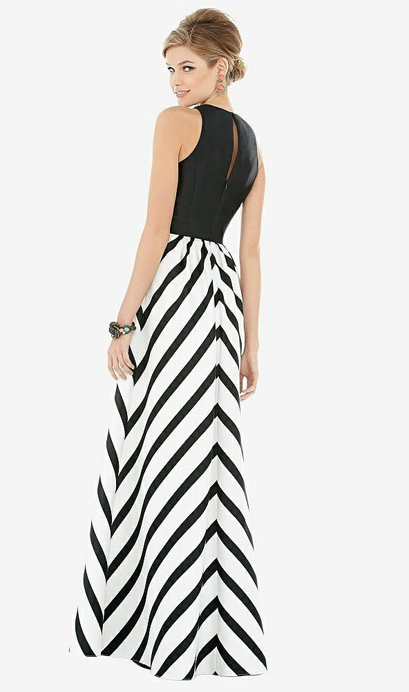 Back View - Stripe Sleeveless Striped Skirt Maxi Dress with Pockets