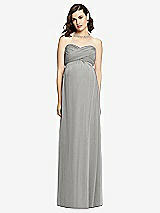 Front View Thumbnail - Chelsea Gray Draped Bodice Strapless Maternity Dress