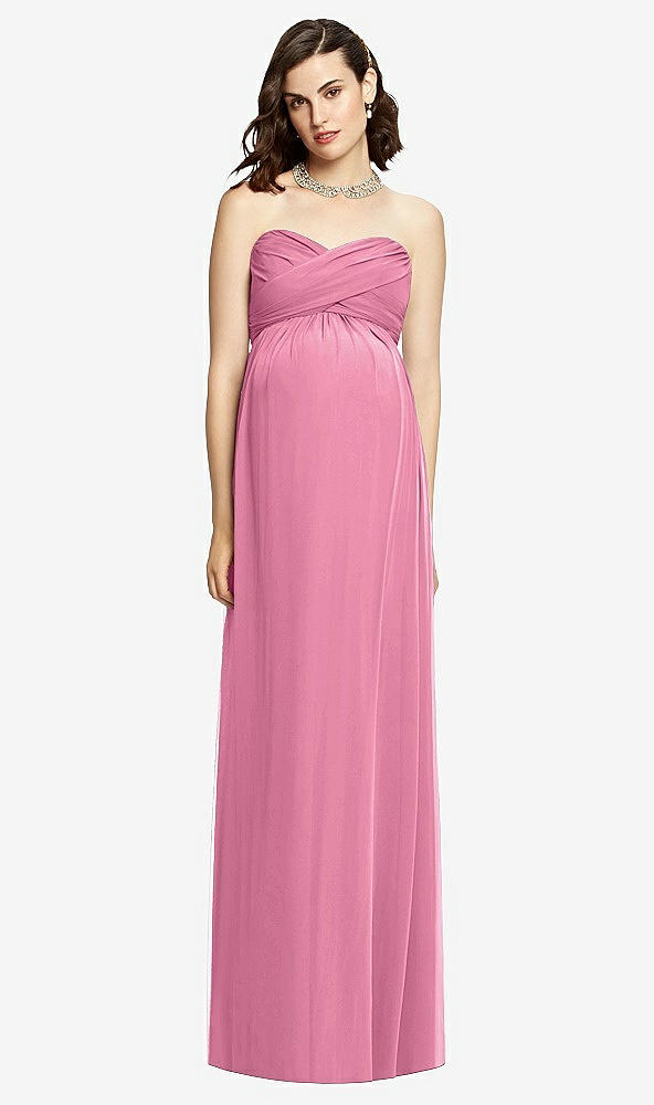Front View - Orchid Pink Draped Bodice Strapless Maternity Dress