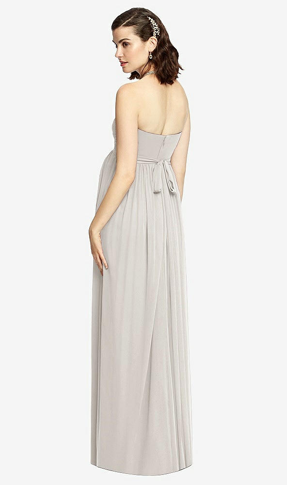 Back View - Oyster Draped Bodice Strapless Maternity Dress
