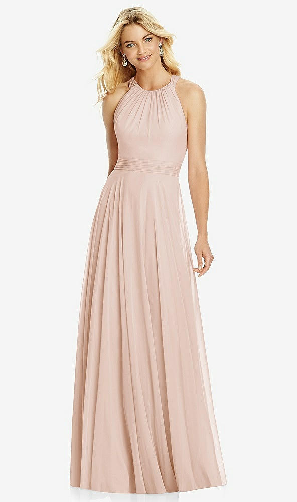Front View - Cameo Cross Strap Open-Back Halter Maxi Dress