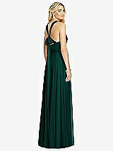 Rear View Thumbnail - Evergreen Cross Strap Open-Back Halter Maxi Dress